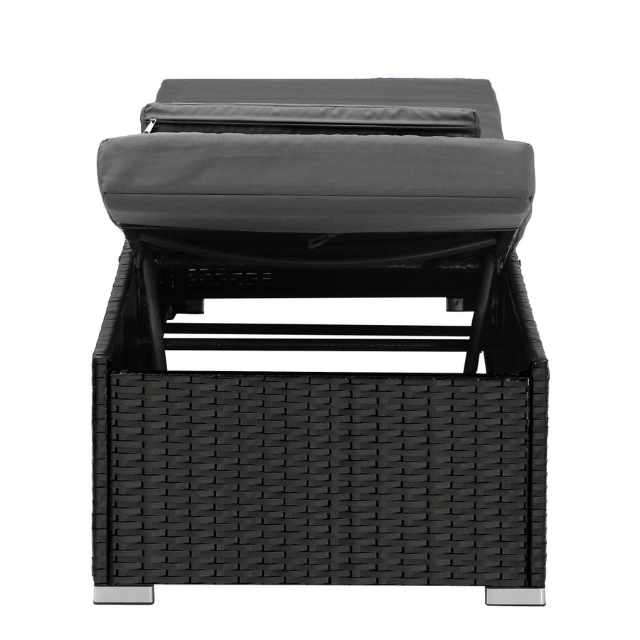 Livsip 2x Sun Lounge Adjustable Reclining Angle Black & Grey