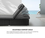 Livsip 2x Sun Lounge Wicker Lounger with Adjustable Backrest - Side View