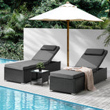 Livsip 2X Sun Lounge with Table Outdoor Set - Close-Up Angle