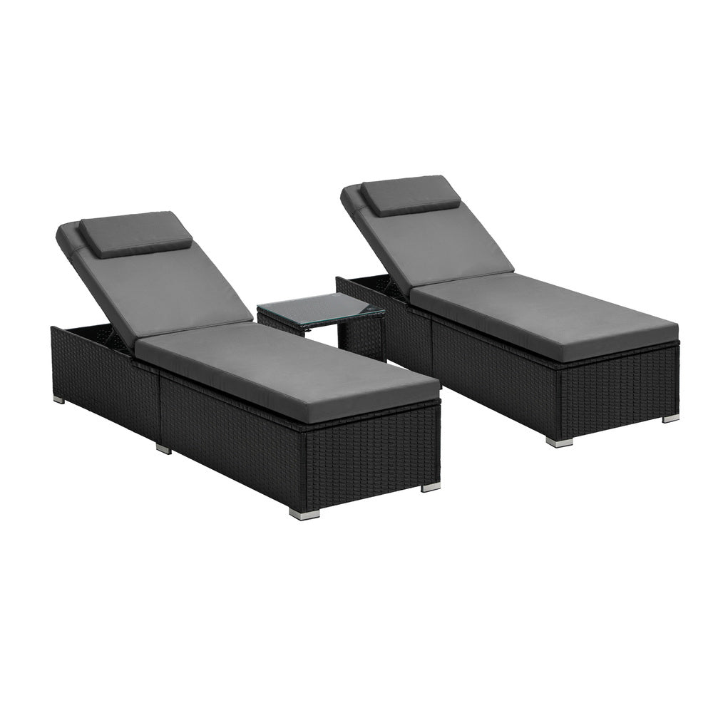 Livsip 2X Sun Lounge with Table Outdoor Set