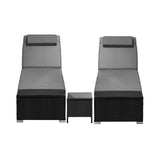 Livsip 2X Sun Lounge with Table Outdoor Set - Rear View