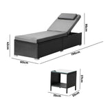 Livsip 2X Sun Lounge with Table Outdoor Set - Front View