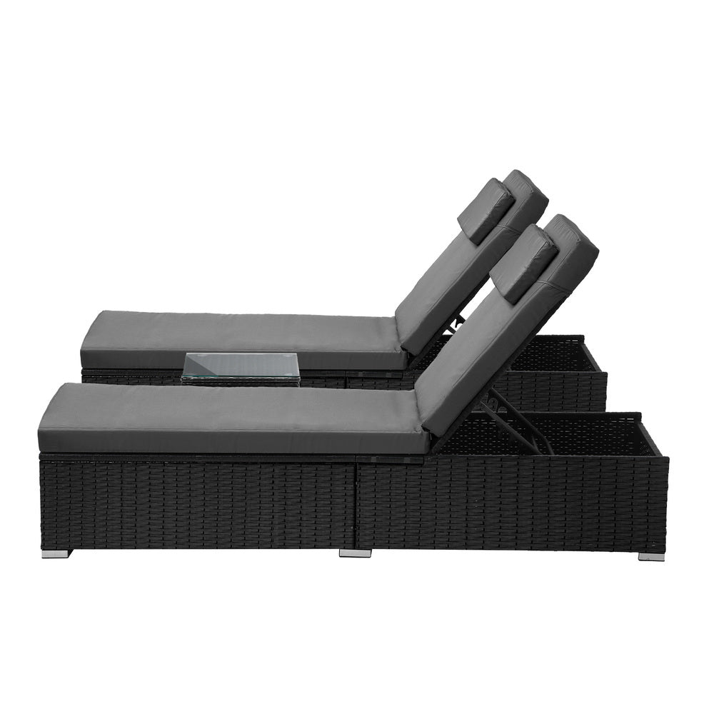 Livsip 2X Sun Lounge with Table Outdoor Set
