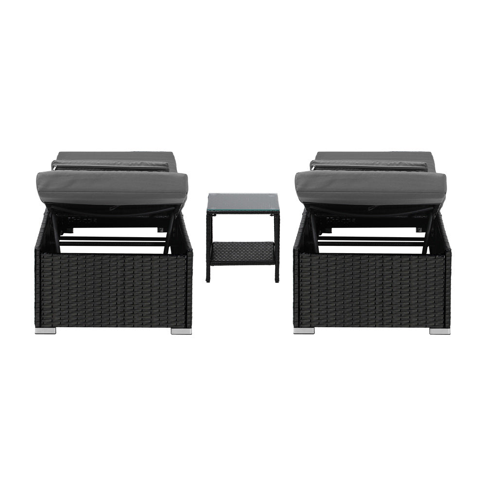 Livsip 2X Sun Lounge with Table Outdoor Set