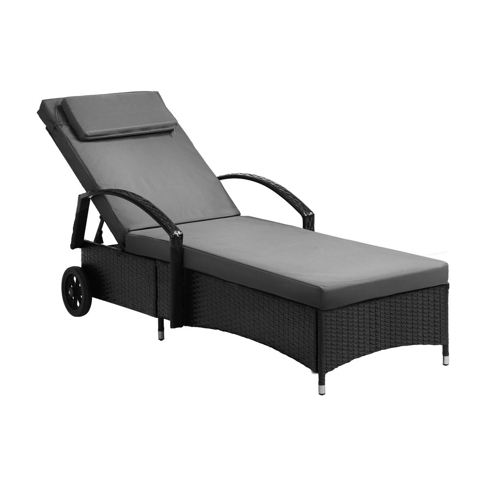 Livsip Sun Lounger with Wheels Black