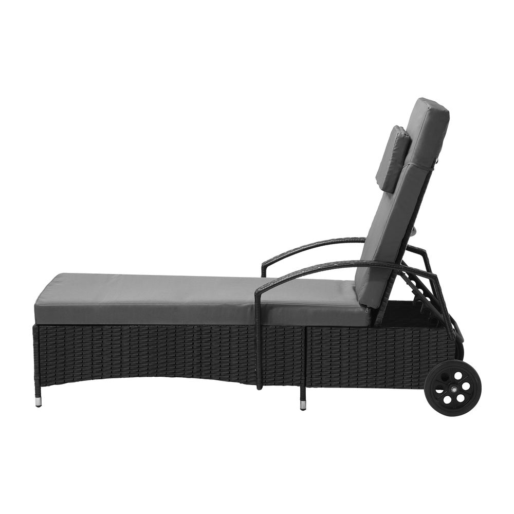Livsip Sun Lounger with Wheels Black