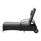 Livsip Sun Lounger with Wheels Black - Front View