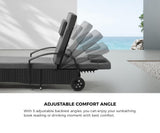 Livsip 2x Sun Lounge Adjustable Backrest Wicker Black