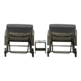 Livsip 2x Wheeled Sun Lounger & Table Outdoor Set Grey