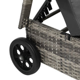 Livsip 2x Wheeled Sun Lounger & Table Outdoor Set Grey - Close-Up Angle