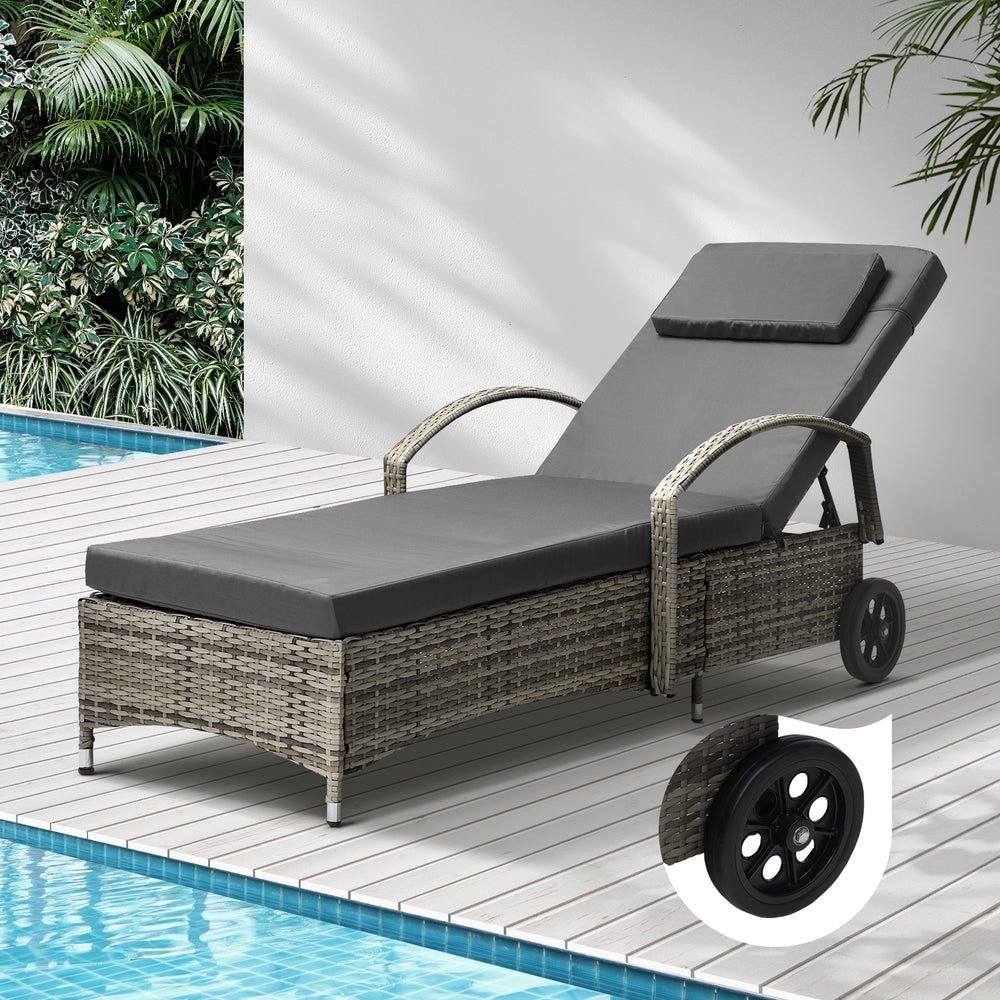 Livsip Sun Lounger with Wheels Grey