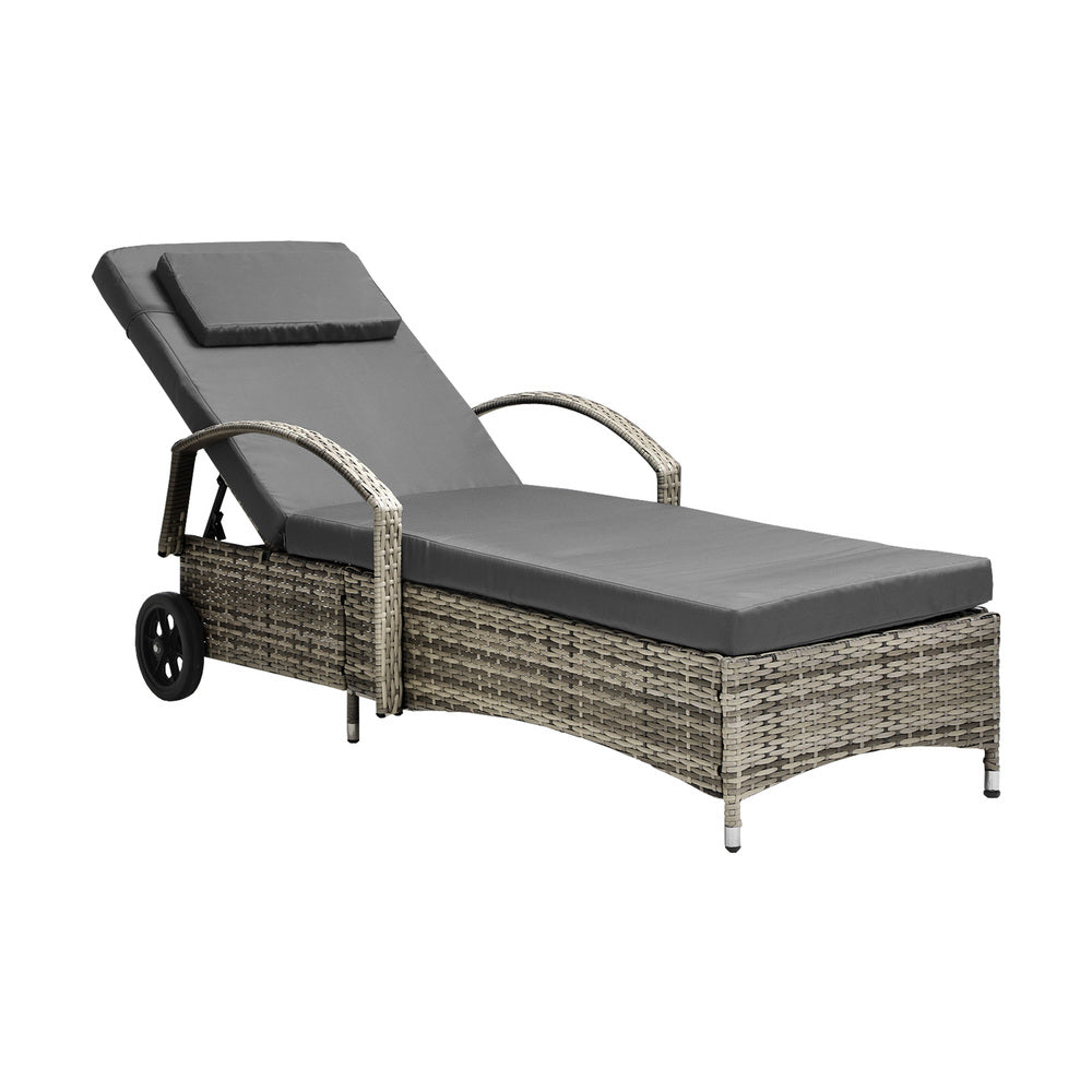 Livsip Sun Lounger with Wheels Grey