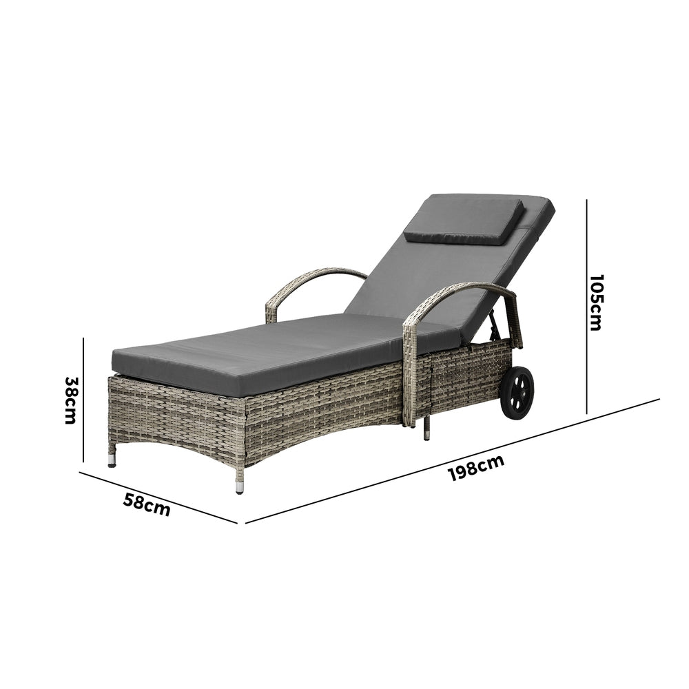 Livsip Sun Lounger with Wheels Grey