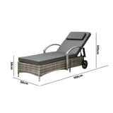 Livsip Sun Lounger with Wheels Grey - Top-Down View