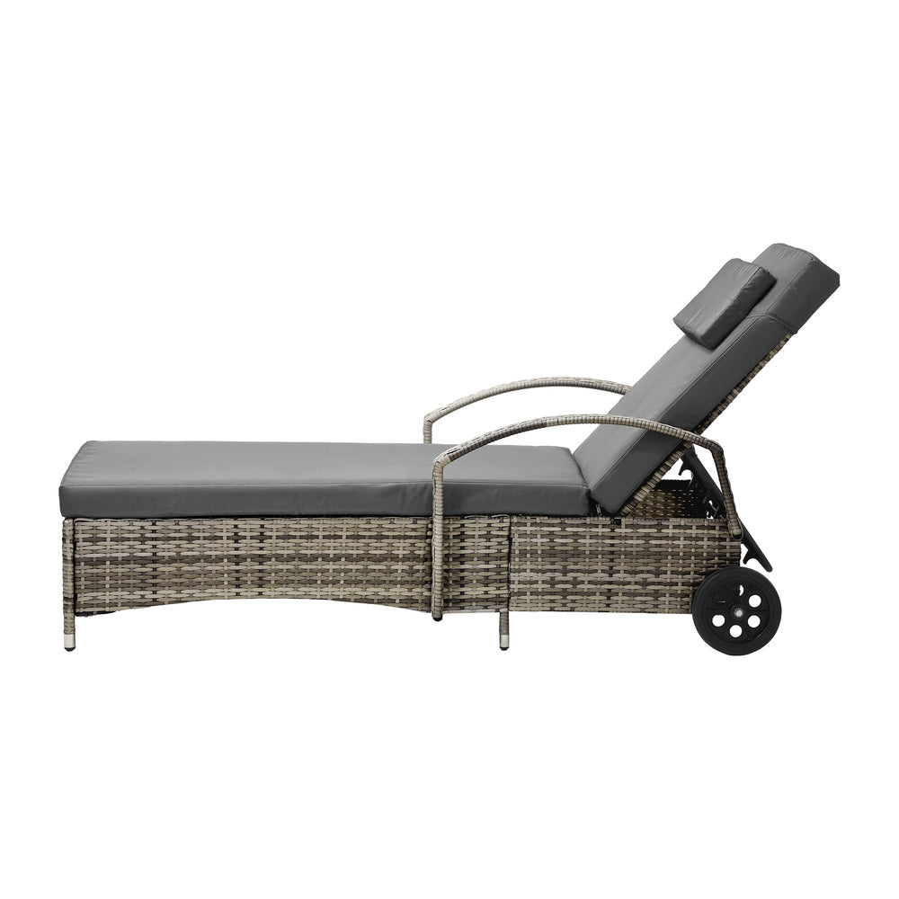 Livsip Sun Lounger with Wheels Grey