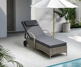 Livsip 2x Sun Lounge Adjustable Backrest Wicker Grey - Close-Up Angle
