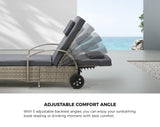 Livsip 2x Sun Lounge Adjustable Backrest Wicker Grey - Top-Down View