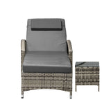 Livsip Wheeled Sun Lounger with Table Patio Set Grey - Close-Up Angle