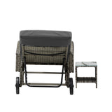 Livsip Wheeled Sun Lounger with Table Patio Set Grey - Rear View