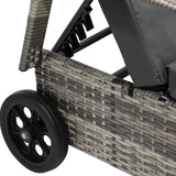 Livsip Wheeled Sun Lounger with Table Patio Set Grey