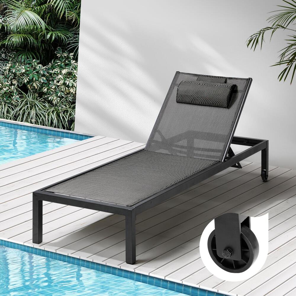 Livsip Sun Lounge with Aluminium Frame and Wheels Removable