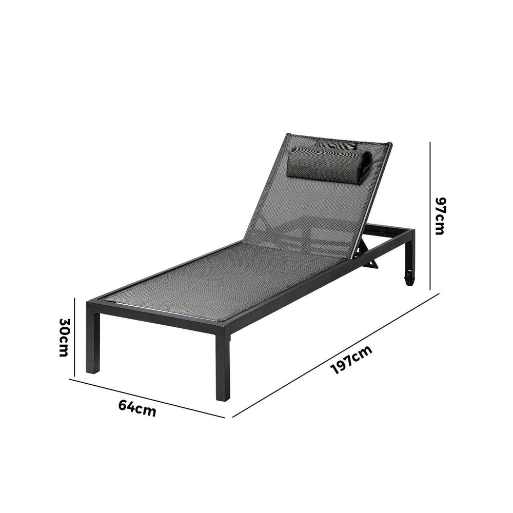Livsip Sun Lounge with Aluminium Frame and Wheels Removable
