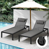 Livsip 2pcs Sun Lounge with Aluminium Frame and Wheels - Close-Up Angle