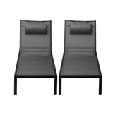 Livsip 2pcs Sun Lounge with Aluminium Frame and Wheels