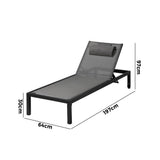 Livsip 2pcs Sun Lounge with Aluminium Frame and Wheels