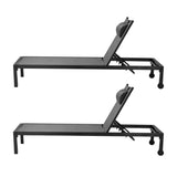 Livsip 2pcs Sun Lounge with Aluminium Frame and Wheels - Side View