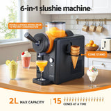 Devanti 2L Slushie Machine Ice Cream Maker Frozen Smoothies Milkshakes Black - Top-Down View