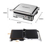 Devanti 2000W 3-in-1 Panini Press Grill Sandwich Maker 180° Open 4 Slice - Front View