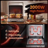Devanti 2000W 3-in-1 Panini Press Grill Sandwich Maker 180° Open 4 Slice - Top-Down View