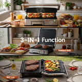 Devanti 2000W 3-in-1 Panini Press Grill Sandwich Maker 180° Open 4 Slice - 45-Degree Angle