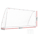 Everfit 12FT Soccer Football Goal Net UPVC Frame with PE Mesh Weatherproof Portable Goals for Backyard Training Competitive Play - Front View