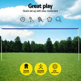 Everfit 6M Portable Volleyball Net Set Adjustable Height Multi-Sport Net with Ball and Bag - Top-Down View