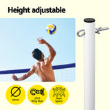 Everfit 6M Portable Volleyball Net Set Adjustable Height Multi-Sport Net with Ball and Bag - 45-Degree Angle