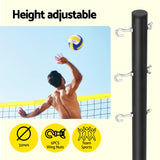 Everfit 9M Portable Volleyball Net Set with Ball Boundary Lines Badminton Tennis - 45-Degree Angle