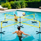 Water Volleyball Game Set with Floating Anchors and Accessories for Pool Fun - Rear View