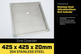 Stainless Steel Sink Colander 425 x 425mm - Side View