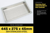 Stainless Steel Sink Colander 445 x 275mm - Side View