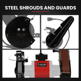 BAUMR-AG Bench Grinder and Belt Sander Combo, 150mm Grinding Disc, 50 x 686mm Linisher, Brushless Motor, Worklight - Top-Down View