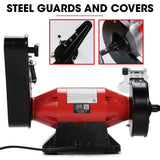 BAUMR-AG Bench Grinder Sander and Polisher Combo, 150mm Grinding Wheel, 50mm Linisher, 520W Brushless Motor, w/ Wire and Buffing Wheels - Top-Down View