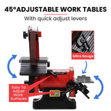 BAUMR-AG Bench Vertical Belt and Disc Sander Combo, 25mm Linisher, 125mm Sanding Disc, Brushless Motor, Dust Collection Ports - Top-Down View