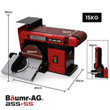 BAUMR-AG Bench Belt and Disc Sander Combo, 100mm Linisher + 150mm Disc, S1 Rated 400W Brushless Motor, Horizontal & Vertical Sanding - Rear View