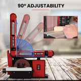BAUMR-AG Bench Belt and Disc Sander Combo, 100mm Linisher + 150mm Disc, S1 Rated 400W Brushless Motor, Horizontal & Vertical Sanding - Top-Down View