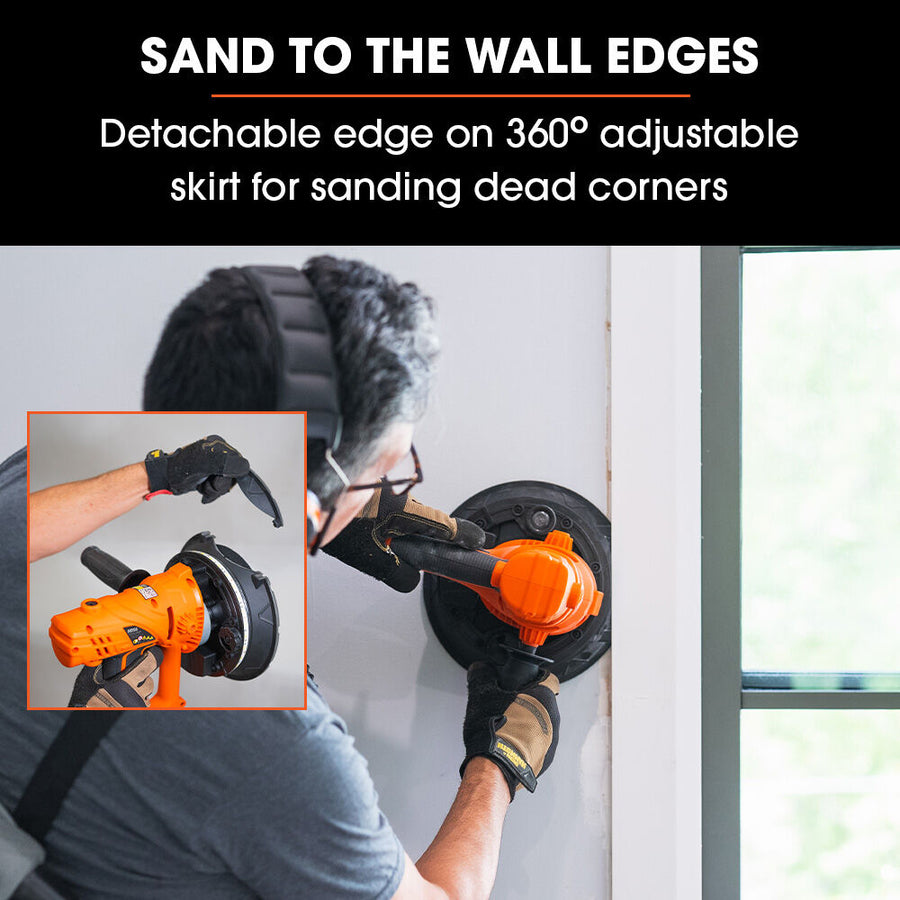 UNIMAC 180mm 850W Handheld Drywall Sander, Electric Dry Wall Sanding Machine, with Automatic Vacuum System, LED Worklight, 6x Sanding Discs