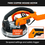 Unimac 225mm 750W Telescopic Long Reach Dry Wall Sander Kit, Foldable, Vacuum System, LED Worklight,