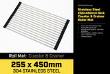 Stainless Steel Kitchen Sink Roller Mat - 255 x 450mm - Side View