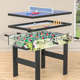 4-in-1 Games Table Soccer Foosball Table Tennis Bowling Shuffleboard Party Gift - 45-Degree Angle